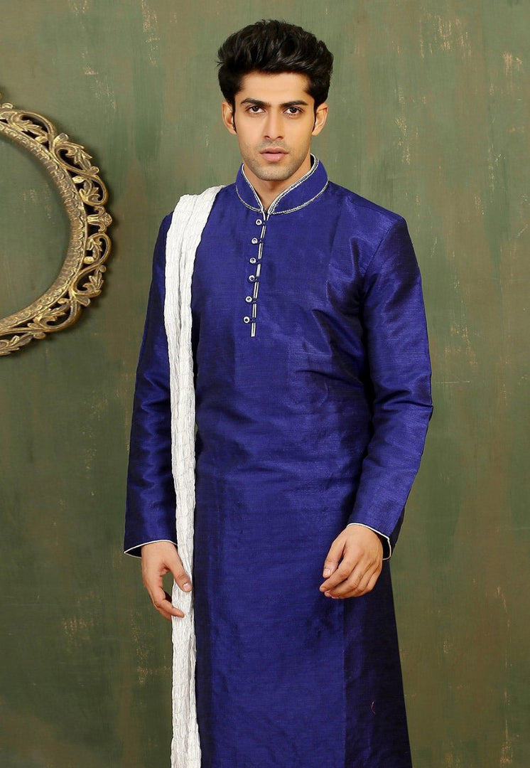 Blue Dupion Silk Kurta Pajama