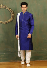 Load image into Gallery viewer, Blue Dupion Silk Kurta Pajama
