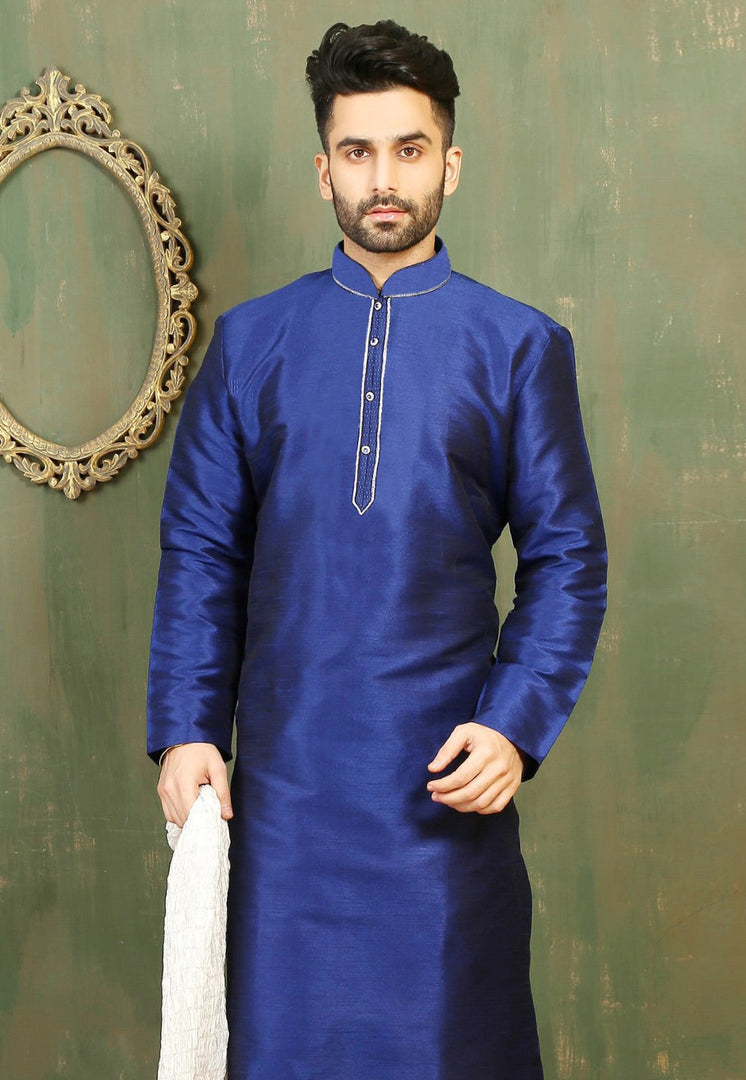 Blue Dupion Silk Kurta Pajama