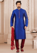 Load image into Gallery viewer, Blue Dupion Silk Kurta Pajama
