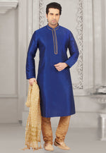 Load image into Gallery viewer, Blue Dupion Silk Kurta Pajama

