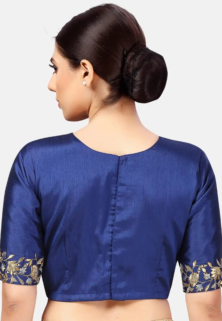 Blue Dupion Silk Readymade Blouse