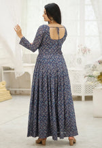 Load image into Gallery viewer, Blue Faux Georgette Printed Gown
