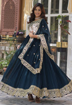 Load image into Gallery viewer, Blue Faux Georgette Readymade Anarkali Suit
