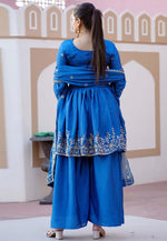 Load image into Gallery viewer, Blue Faux Georgette Readymade Pakistani Suit
