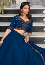 Load image into Gallery viewer, Blue Georgette Circular Lehenga Choli
