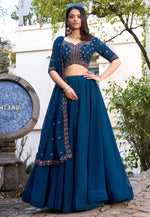 Load image into Gallery viewer, Blue Georgette Circular Lehenga Choli
