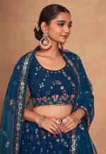 Load image into Gallery viewer, Blue Georgette Circular Lehenga Choli
