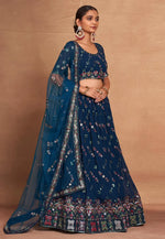 Load image into Gallery viewer, Blue Georgette Circular Lehenga Choli
