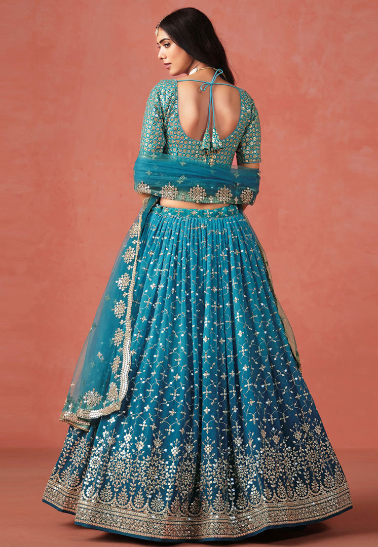 Blue Georgette Lehenga Choli