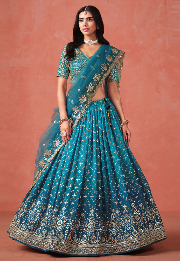 Blue Georgette Lehenga Choli