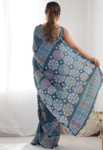 Load image into Gallery viewer, Blue Georgette Light Weight Saree
