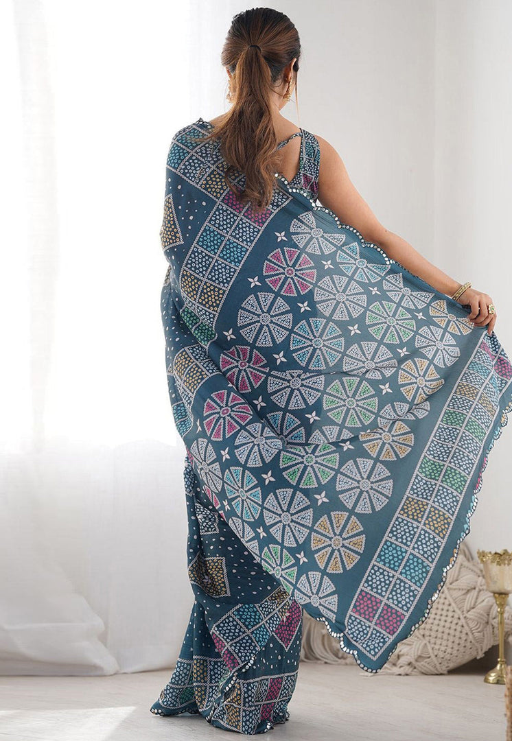 Blue Georgette Light Weight Saree