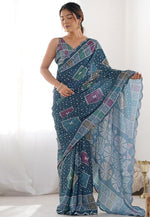 Load image into Gallery viewer, Blue Georgette Light Weight Saree
