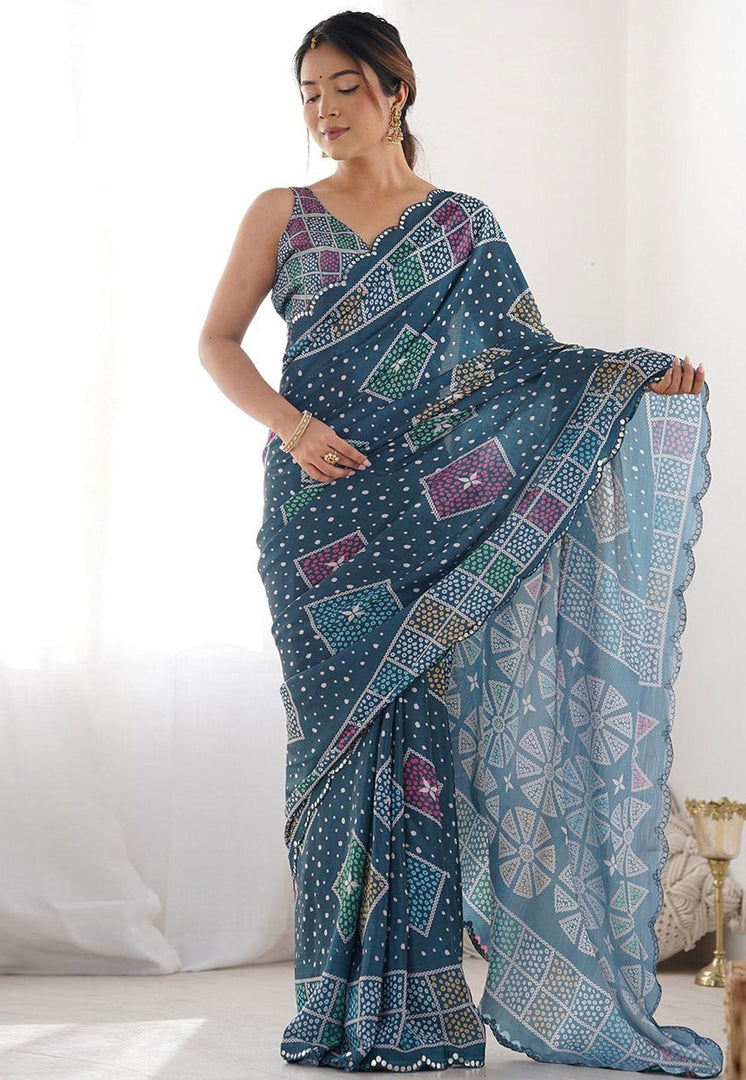 Blue Georgette Light Weight Saree