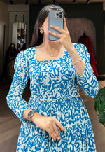 Load image into Gallery viewer, Blue Georgette Printed Gown
