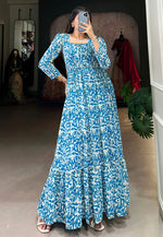 Load image into Gallery viewer, Blue Georgette Printed Gown
