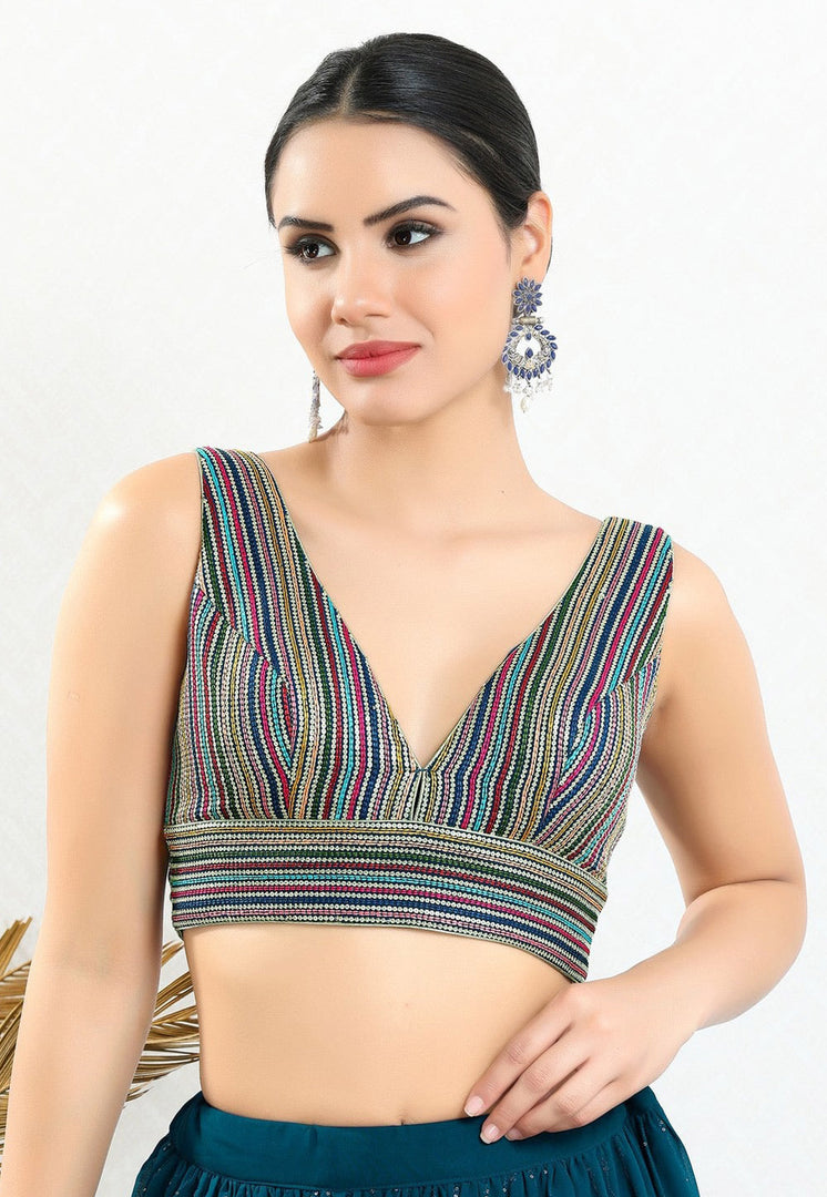 Blue Georgette Readymade Blouse