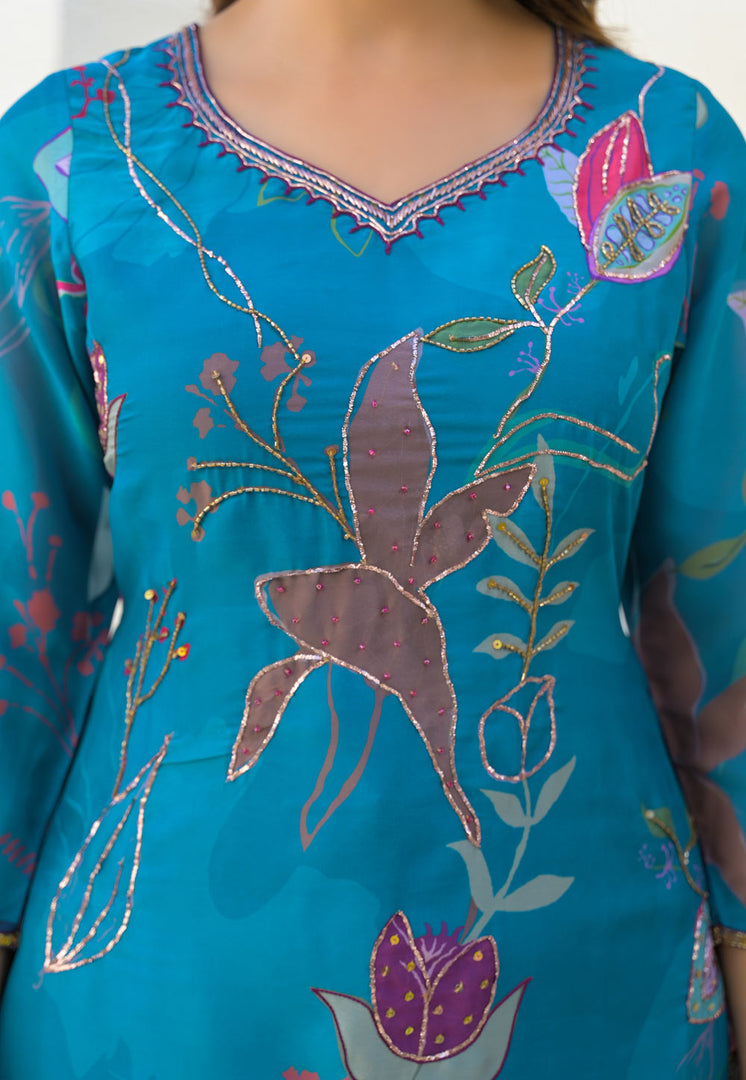 Blue Georgette Readymade Pakistani Suit