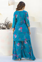 Load image into Gallery viewer, Blue Georgette Readymade Pakistani Suit
