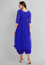 Load image into Gallery viewer, Blue Georgette Readymade Patiala Suit
