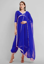 Load image into Gallery viewer, Blue Georgette Readymade Patiala Suit
