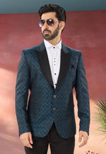Load image into Gallery viewer, Blue Jacquard Tuxedos Suit
