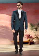 Load image into Gallery viewer, Blue Jacquard Tuxedos Suit
