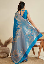 Load image into Gallery viewer, Blue Kanjivaram Silk Saree