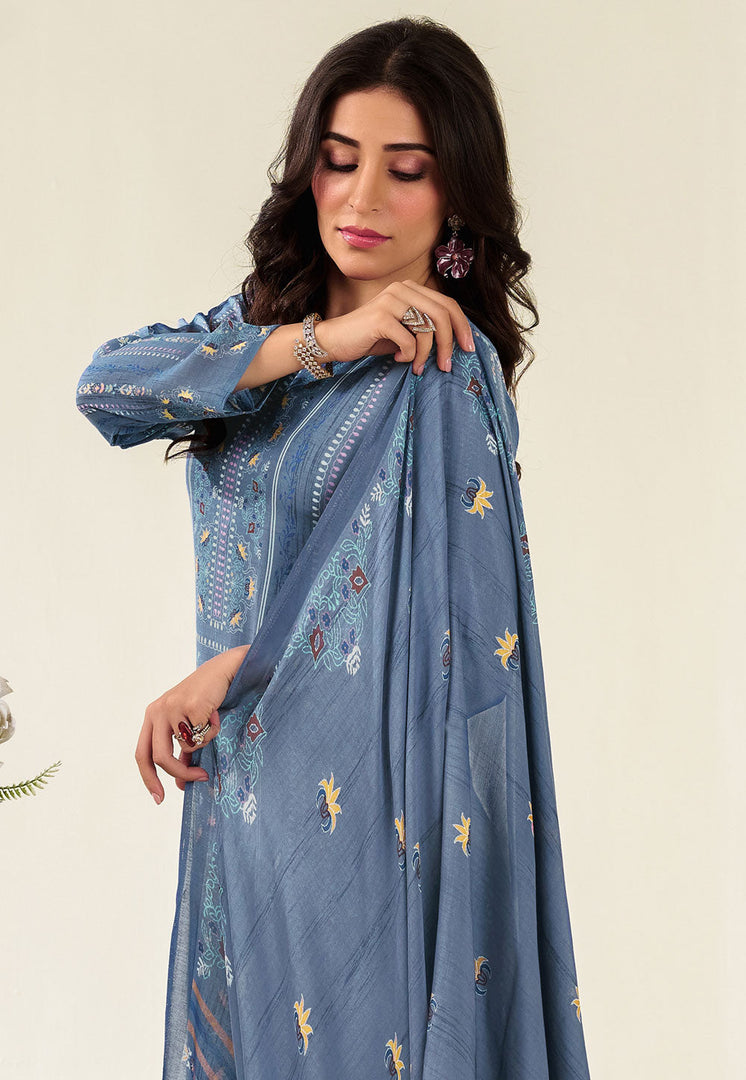 Blue Muslin Pakistani Suit