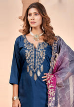Load image into Gallery viewer, Blue Muslin Pakistani Suit
