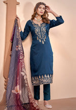 Load image into Gallery viewer, Blue Muslin Pakistani Suit

