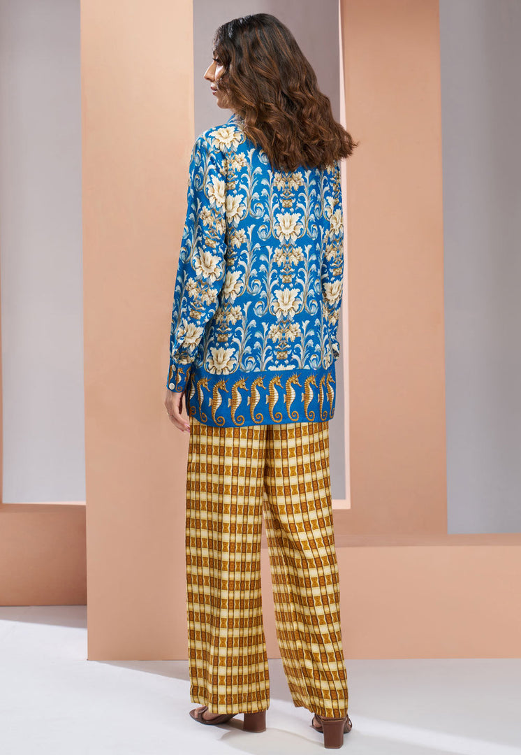 Blue Muslin Printed Co-Ords Set