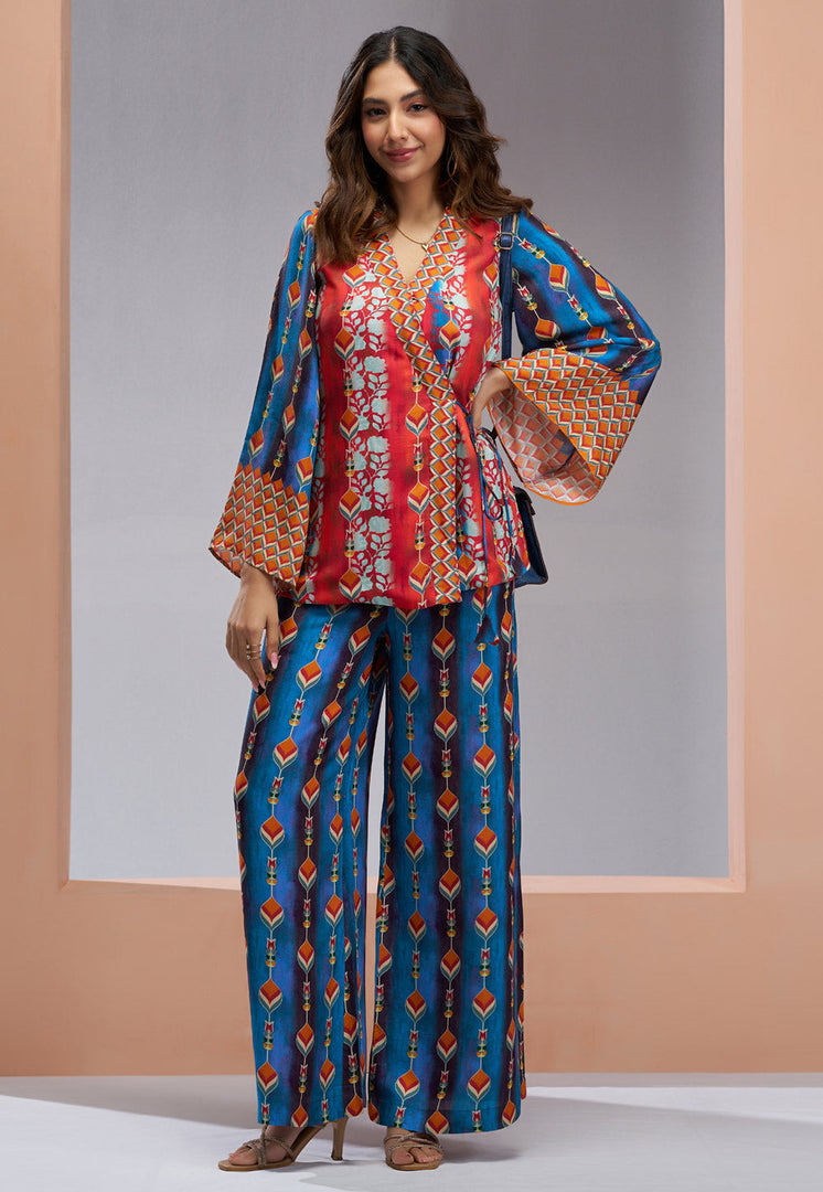 Blue Muslin Printed Co-Ords Set