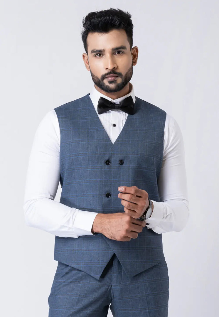 Blue Polyester Tuxedos Suit