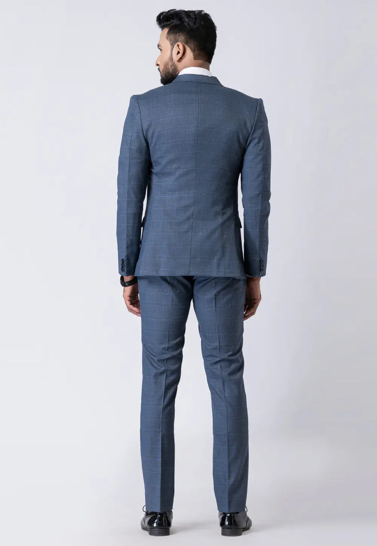 Blue Polyester Tuxedos Suit