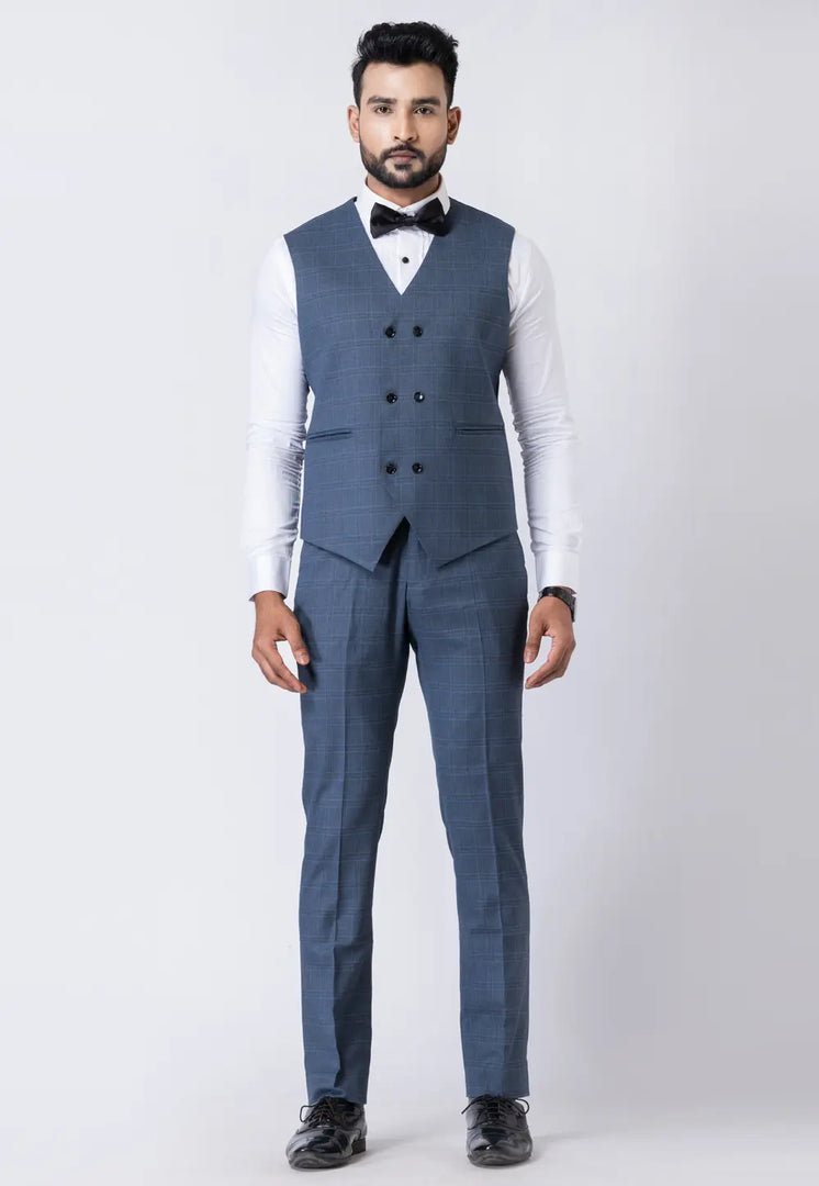Blue Polyester Tuxedos Suit