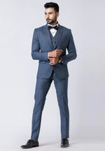 Load image into Gallery viewer, Blue Polyester Tuxedos Suit
