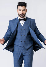 Load image into Gallery viewer, Blue Polyester Tuxedos Suit
