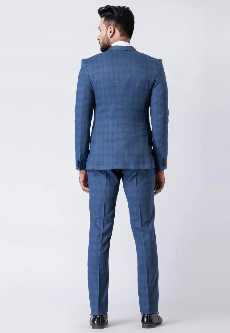 Blue Polyester Tuxedos Suit