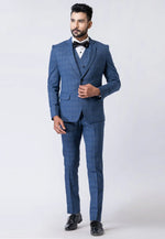 Load image into Gallery viewer, Blue Polyester Tuxedos Suit
