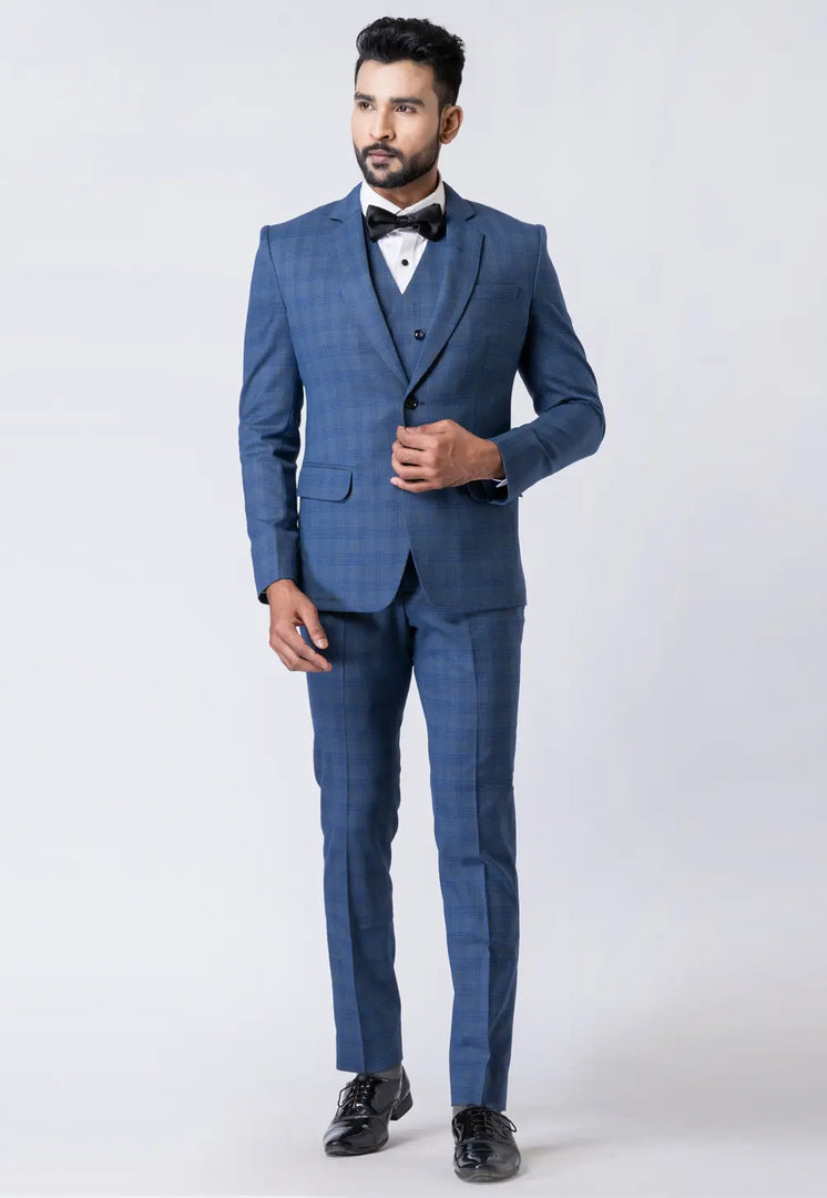 Blue Polyester Tuxedos Suit