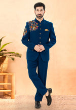 Load image into Gallery viewer, Blue Rayon Jodhpuri Suit
