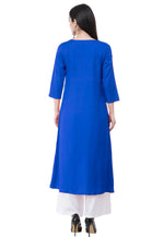 Load image into Gallery viewer, Blue Rayon Kurta Set With Palazzo
