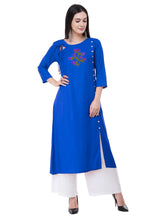 Load image into Gallery viewer, Blue Rayon Kurta Set With Palazzo
