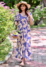 Load image into Gallery viewer, Blue Rayon Printed Gown

