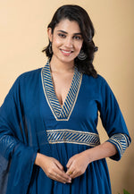 Load image into Gallery viewer, Blue Rayon Readymade Long Anarkali Suit

