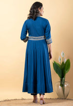 Load image into Gallery viewer, Blue Rayon Readymade Long Anarkali Suit
