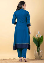Load image into Gallery viewer, Blue Rayon Readymade Pakistani Suit
