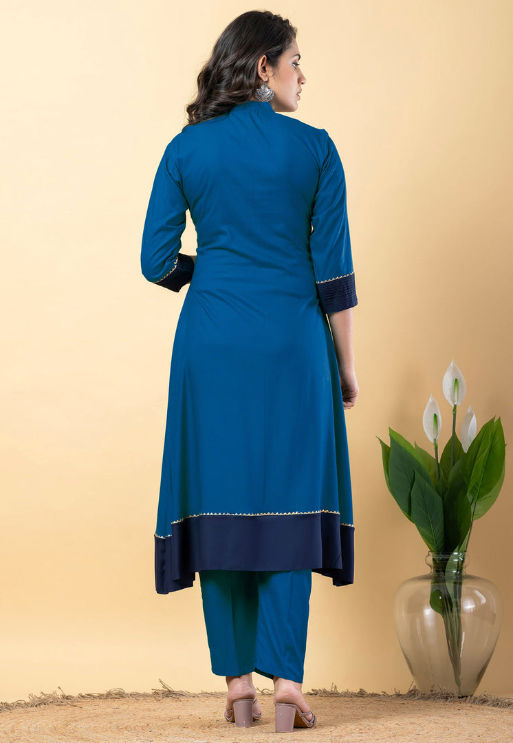 Blue Rayon Readymade Pakistani Suit